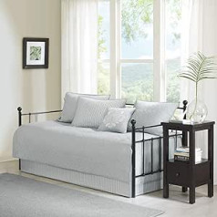 Madison Park Cotton Duvet Cover Set, Double Sided Quilted Classic Country Design, All Season Bedding with Bed Skirt, Matching Pillowcases, Decorative Pillow, 75