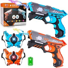 VATOS Infrared Laser Tag Gun Set with Vests - 2 Pack for Children & Adults Indoor Outdoor Game, Group Activity Fun Toy Laser Tag Blaster Gift for Boys Girls from 6 Years