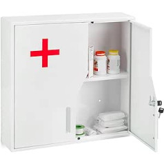 Relaxdays Lockable Medicine Cabinet 5 Compartments Steel HBT 53 x 53 x 14.5 cm White