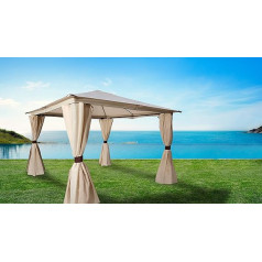 Venezia Garden Gazebo 3 x 3 m with Side Panels, Waterproof Roof, Natural Colour
