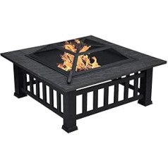 MDA Designs GEDI Multifunctional Black Square Garden Patio Fire Pit