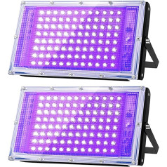 Glostars 100W LED UV Black Light Lamp, Black Light Spotlight, IP66 Waterproof, 395-400nm UV Party Light with Switch for Bar, Party Supplies, Black Light Decoration (100W (2 Pack))