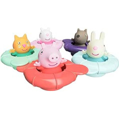 Tomy Toomies Peppa's Pool Party - 5 Connecting Ring Cups with 5 Peppa Pig & Friends Water Squirter Baby Toy - Bath Toy + 18 Months - Baby Bath Toy & Paddling Pool Toy