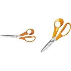 Fiskars Kitchen scissors, total length: 18 cm, quality steel/plastic, classic, 1000819 & universal scissors for crafts, sewing and office work, classic, length: 21 cm, for right-handed users, orange, 1005148