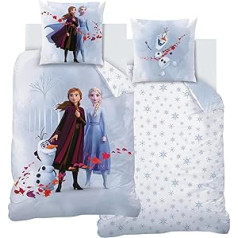 MTOnlinehandel Bed Linen 135 x 200 cm Flannelette Girls Frozen Anna Elsa & Olaf, Cuddly Soft for Winter, 1 x Pillowcase 80 x 80 cm + Duvet Cover 135 x 200 cm, 100% Cotton, Frozen