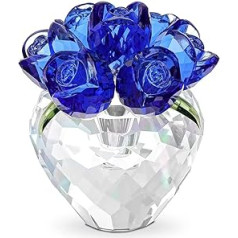 HoldOneLight Set of 7 Crystal Glass Rose Decoration - Timeless Beauty for Your Home (Blue)