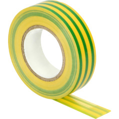 Komplektā 10 izolācijas lentes 19mm, dzeltena/zaļa, liesmu slāpējoša, biezums 0.13mm, garums 20m