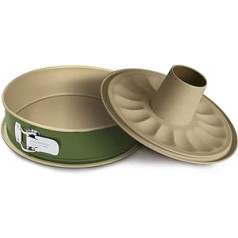 Guardini Bnat Springform Cake Tin with 2 Bases, 24 cm, Drip Protection, Steel, Non-Stick Coating on Carnauba Wax, Green/Beige