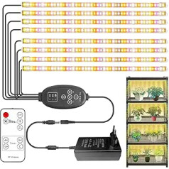 [8 Pack] LED Plant Grow Light Strips Full Spectrum for Indoor Plants with Auto On/Off Timer, 384 LEDs / 10 Dimmable Levels, Grow Lamp for Hydroponics Succulent, Plug and Play