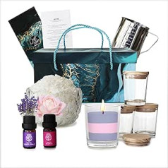 Craft Colors Candles to make yourself, gift set candles pouring including accessories, natural soy wax, 4 x candle jars and gift box