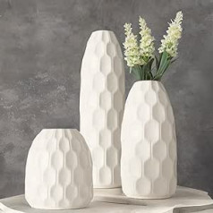 Generisch SECASA Modern Ceramic Decorative Vase Set, Vase for Pampas Grass, Dried Flowers, Table Decoration, Vase, Modern Vintage Flower Vase, White, for Living Room, Bedroom or Office, White