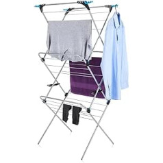 Minky 3 steps plus fold-out laundry rack, - chrome blue / silver