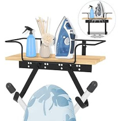 Ironing Board Hanger Wall Mount, Ironing Board Wall Mount with Large Storage Basket & Strong Hooks - Iron and Ironing Board Holder for Laundry Room - Holds Iron, Board, Spray Bottles
