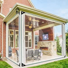 Kuzrznh Transparent tarpaulin 200 x 640 cm waterproof tarpaulin made of 420 g/m² PVC material, with eyelets, reinforced corners, 0.35 mm weatherproof tarpaulin for garden furniture, barbecue, plant roof, rain protection