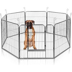 Maxxpet Puppy Run 80 x 80 cm - Outdoor Run for Dogs, Puppies & Other Pets - Pet Playpen - Foldable Outdoor Playpen - Adjustable Outdoor Enclosure - 8 Panels