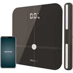 Cecotec Surface Precision 10600 Smart Healthy Pro Dark Grey Bathroom Scale, App, Bluetooth Connectivity, Bar with Sensors for Bioimpedance Measurement, 15 Parameters, Extra Flat Design