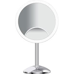 TUSHENGTU Make-Up Mirror with Lighting 22 cm with Lightweight Makeup Mirror, 1X and 10X Magnification, Rotation Adjustment of the Glass, (Chrome)