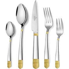 LB FTS-72CB-3092 Cutlery Set, 18/10 Stainless Steel, Glossy, 72-Piece Cutlery Set Including Knife, Fork, Spoon, Teaspoon, Stainless Steel Cutlery for 12 People, Dishwasher Safe
