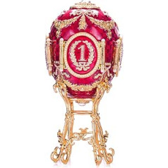 danila-souvenirs Faberge Style Caucasian Egg Trinket Box with Photo Frame 18cm Red