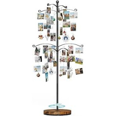 Emfogoo Collage Photo Frame, Photo Frame for 10 x 15, 13 x 18 cm, Multiple Photos with Wood, Rotating Base and Metal Tree, Family Tree, Personalised Photo Tree, Family Photo Frame for 180 Photos