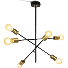 ZMH Pendant Light Dining Table Ceiling Lamp Living Room Ceiling Light Hanging Living Room Lamp Vintage Pendant Lamp 6 Bulbs E27 Pendant Light Black Gold Industrial for Bedroom Dining Room Kitchen