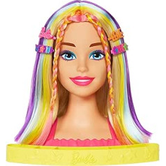 BARBIE Totally Hair - Neon Rainbow Deluxe Styling Head with 22 Accessories, 10 Colour Changing Elements and Colour Reveal Accessories, Includes Storage Compartment, from 3 Years, HMD78