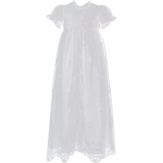 Zahur Baby Girls Christening Dress 3 Piece Floral Lace Christening Dress Christening Dress Set, White, 6-9
