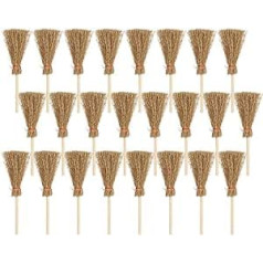 SEWACC 24 Miniature Broom Mini Broom Dollhouse Broom Halloween Straw Broom Witch Broom Crafts for Home Decor Halloween Party