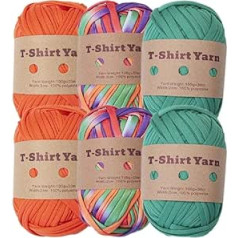 6 Rolls T-Shirt Yarn Spaghetti Ball Fabric Cloth Knitting Yarn for Hand DIY Bag Blanket Cushion Crochet Projects T-Shirt Yarn