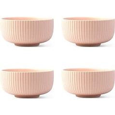 KØZY LIVING Ceramic Bowl Extra Large Set of 4 - Bowl Set in Scandinavian, Nordic Design - 800 ml Capacity - Perfect as Cereal Bowl, Salad Bowl, Soup Bowl, for Bowl (Pastel Pink)