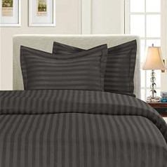 Eleganten Komfort Best, Weichsten, coziest 3-teilig Bettbezug Sets. – 1500 Fadenzahl Ägyptische Qualität Luxuriöse knitterfrei 3-teilig Damast Bettwäsche-Set, Gestreift, Full/Queen, grau