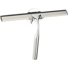 WENKO Bathroom Wiper Terni Plus, High-Quality Shower Squeegee with Turbo-Loc Adhesive Hook, Streak-Free Wiping Smooth Surfaces with Double Rubber Lip, Die-Cast Zinc/Stainless Steel, 24.5 x 16.5 cm