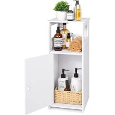 Bathroom Cabinet, Narrow Bathroom Cabinet, White, Freestanding Side Cabinet with Open Shelves and Storage Shelf with Doors, Multi-Purpose Bathroom Cabinet for Living Room, Dining Room, Kitchen