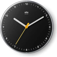 Braun BC26B-DCF Classic Radio Controlled Wall Clock Central European Time Zone (DCF/GMT+1) with Silent Swivel, Easy to Read 23 cm Diameter in Black