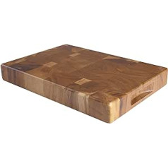 T&G Tuscany Medium Rectangular Chopping Board with Finger Grooves in End Grain Acacia Wood