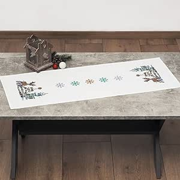 Duftin Cross Stitch Set Pre-Printed - Table Runner 35 x 95 cm Christmas Sildle - DIY Craft Set Adults for Embroidery with Embroidery Template & Embroidery Needle and Embroidery Thread