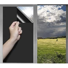 Window Film, Black, Self-Adhesive, Opaque, Sun Protection and Privacy Screen, Mirror Film, Window UV Protection for Bedroom, Bathroom and Office (60 x 400 cm)