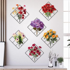Magic 3D Effect Vivid Flower Rose Tulip Wall Stickers Vinyl Removable Green Leaves Wall Stickers for Bedroom Living Room Office Kitchen Decoration 6 Pack (31 x 31 cm)