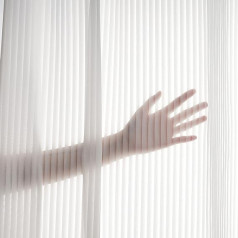 Topfinel Curtains Children's Room Curtain White Semi-Transparent Eyelets Curtains Living Room Modern Voile Curtains Living Room Eyelet Curtain with Stripes Window Curtains 140 x 240 cm