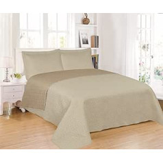 H HANSEL HOME Bedspread 100% Microfibre 250 x 260 cm Extra Soft with 2 Pillowcases Bed Throw for Double Bed 140/150160 Spring and Summer Duvet Quilt Cover Bed - Beige