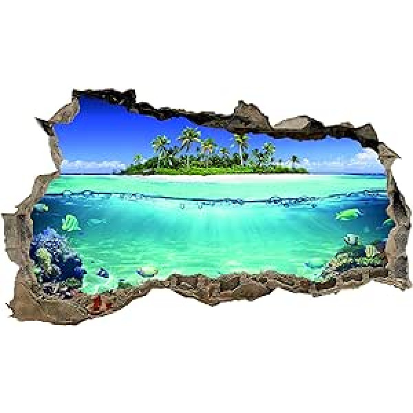 3D Wall Sticker Wall Sticker Breakthrough Cities Landscape Adventure Self-Adhesive H 60 x W 100 Bedroom Living Room (WL56 Waterline)