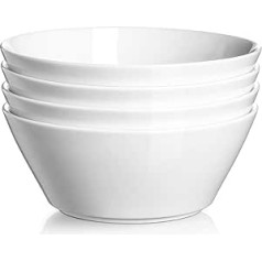 DOWAN Salad Bowl Set, 950 ml / 32 oz Soup Bowls, Large Cereal Bowls, Soup Bowls with Wide Diameter, Bowl Set Made of Porcelain, Ramen Bowl, White, Pack of 4