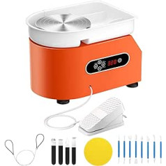 InLoveArts 25 cm Pottery Wheel Machine with LCD Display, 350 W Pottery Wheel Ceramic Clay Machine, Pottery Wheel Foot Drive for Ceramic Work, Clay with Sink with Removable ABS Basin