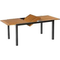 TILOS Garden Extending Table 150/200 x 90 cm Aluminium Anthracite Frame Oiled Acacia Table Top Brown