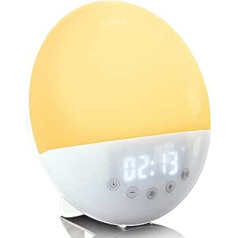 Lenco CRW-110 Wake-Up Light - Light Alarm Clock - Sunrise Function - 7 Colours 30 Light Intensities - Control with Smartlife App - Amazon Alexa - Two Alarm Times - White