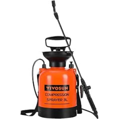 VIVOSUN Pressure Sprayer 3 L, Pump Spray Bottle with Adjustable Water Nozzle, Carrying Strap, Pressure Relief Valve, Closure Design, 0.8 Gallon Universal Garden Sprayer for Lawn, Plants and Cleaning