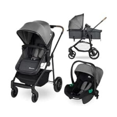 Bebeconfort Haze Trio Stroller 3 in 1 Complete Set 0-4 Years Max 22kg 2 in 1 Seat Unit Reversible Lightweight Baby Pushchair i-Size Baby Seat Compact Folding Tinted Stone