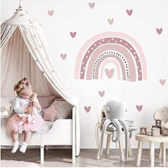 Little Deco DL934-4 Wall Sticker Rainbow with Hearts Wall Sticker Nursery Wall Sticker Baby Room Girl Decoration