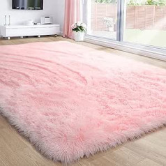 Pink Rug for Girls Room Fluffy Shaggy Rug 48 x 7 Inch Living Room Fluffy Rug for Kids Room Pink Rug Cute Room Decor for Baby