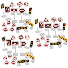 Toyvian 30 Sets Road Block Sign Car Accessories for Children Toy Miniatures Role Play Road Sign Traffic Signs Play Set Traffic Sign Models Traffic Signs for Children